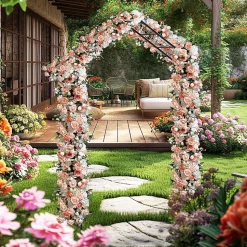 Arche de Jardin pour Rosier 140 x 40 x 222 CM, Treillis Extérieur, pour Plantes grimpantes,pour Mariage, Fête, Cérémonie