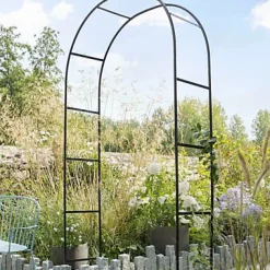 Arche double Blooma Makis en métal coloris noir L.120 x l.40 x H.240 cm