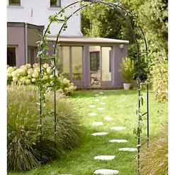 Arche double Blooma Tara en métal coloris noir L.140 x l.40 x H.240 cm