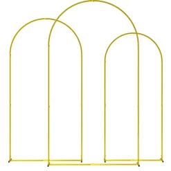 Arches décoratives - lot de 3 arches de mariage - arches de ballon - dim. 120L x 40l x 220H cm - métal doré