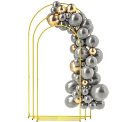 Arches décoratives - lot de 3 arches de mariage - arches de ballon - dim. 120L x 40l x 220H cm - métal doré
