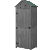 Armoire abri de jardin remise pour outils 3 étagères 2 portes loquets toit pente bitumé 77L x 54l x 179H cm sapin traité gris
