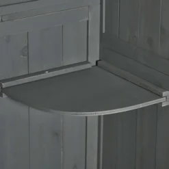 Armoire abri de jardin remise pour outils 3 étagères 2 portes loquets toit pente bitumé 77L x 54l x 179H cm sapin traité gris
