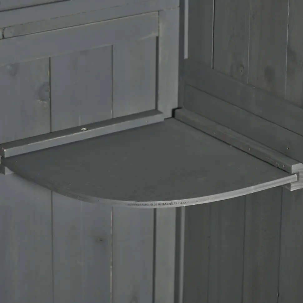 Armoire abri de jardin remise pour outils 3 étagères 2 portes loquets toit pente bitumé 77L x 54l x 179H cm sapin traité gris