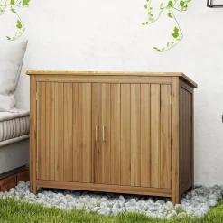Armoire de jardin en bois - 2 portes, étagère - dim. 110 x 50 x 85 cm