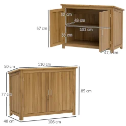 Armoire de jardin en bois - 2 portes, étagère - dim. 110 x 50 x 85 cm