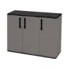 Armoire d'extérieur Darmellin, Armoire de balcon polyvalente, 102x37h84 cm, Gris et Noir, Finition rayée