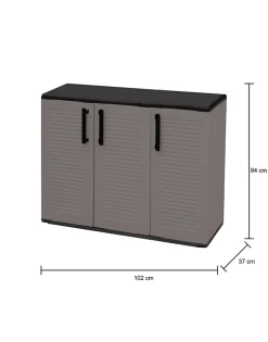 Armoire d'extérieur Darmellin, Armoire de balcon polyvalente, 102x37h84 cm, Gris et Noir, Finition rayée