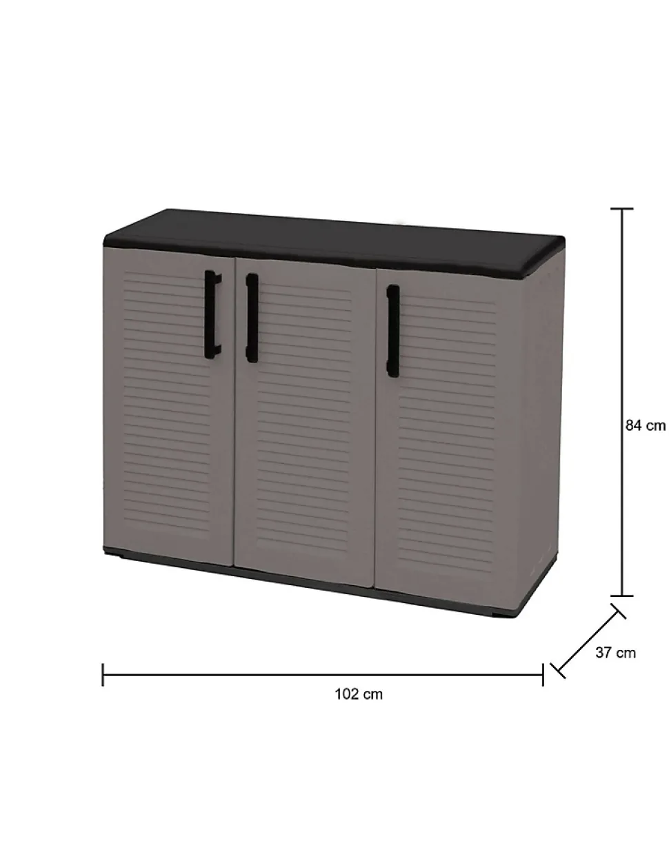 Armoire d'extérieur Darmellin, Armoire de balcon polyvalente, 102x37h84 cm, Gris et Noir, Finition rayée