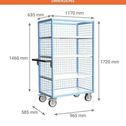Armoire grillagée sans toit 3 étagères incluses - Plateau 965x585mm - Charge max 500kg - 880725225