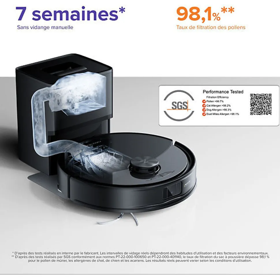 Aspirateur Robot Laveur - ROBOROCK Q10 VF+ - 10000 Pa - 150 min - Noir