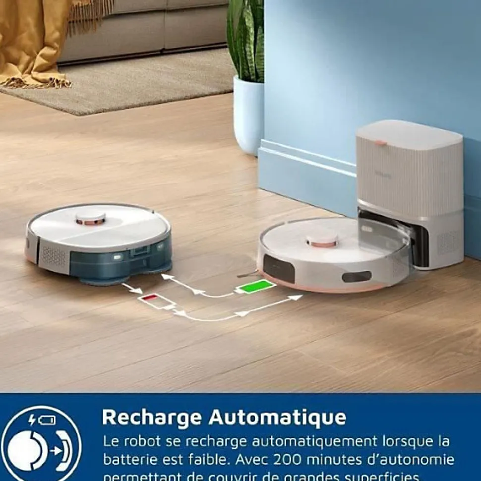 Aspirateur Robot Laveur - PHILIPS XU5100/20 - 10000 Pa - Auto-vidange - Navigation Laser
