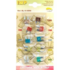 Assortiment de 10 fusibles à lamelle enfichables 19x20 mm