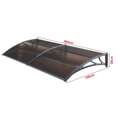 Auvent de Porte d'Entrée Mellerud 200 x 100 cm Noir Marron en.casa