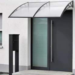 Auvent de Porte d'Entrée Mellerud 300 x 100 cm Noir Transparent en.casa