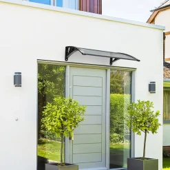 Auvent de porte marquise 100x80 cm en Polycarbonate anti UV Anthracite VOUNOT
