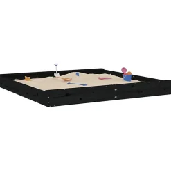 Bac à sable - VIDAXL - Carré - Bois de pin massif - Noir - 200x200 cm