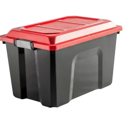 Bac de rangement Locker 60L avec couvercle noir et rouge vendu par 3 pièces