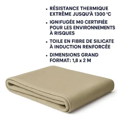 Bache de soudage fibre de silicate 1.8 x 2 m anti feu avec induction vermiculite