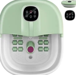 Bain de Pieds avec 16 Rouleaux de Massage,avec Chauffage, Temperature Reglable,Telecommande, Minuterie 20 a 60 Min,(Vert clair)