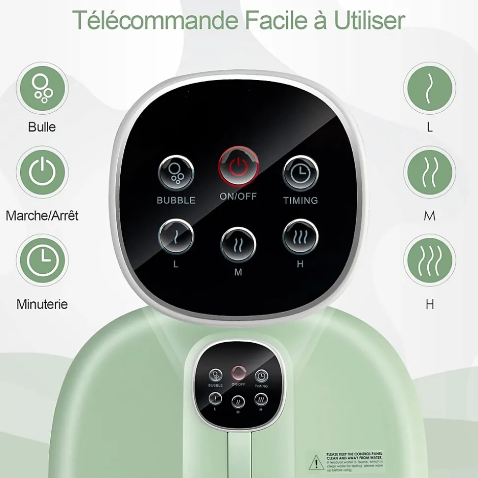 Bain de Pieds avec 16 Rouleaux de Massage,avec Chauffage, Temperature Reglable,Telecommande, Minuterie 20 a 60 Min,(Vert clair)