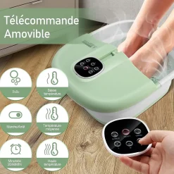 Bain de Pieds avec 16 Rouleaux de Massage,avec Chauffage, Temperature Reglable,Telecommande, Minuterie 20 a 60 Min,(Vert clair)