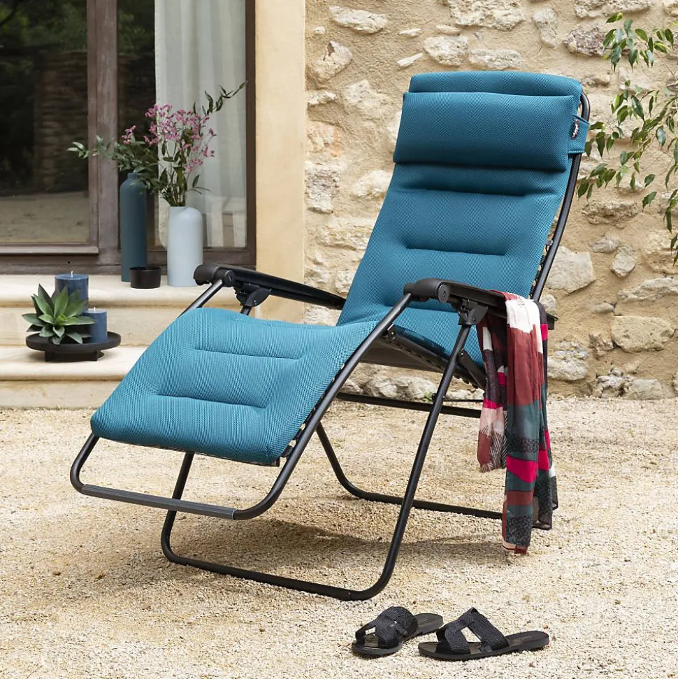 Bain de soleil Aircomfort Lafuma acier et polyester Coral Blue l.67cm x H.115cm