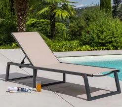 Bain de soleil en aluminium pliable lin NARA - Ozalide