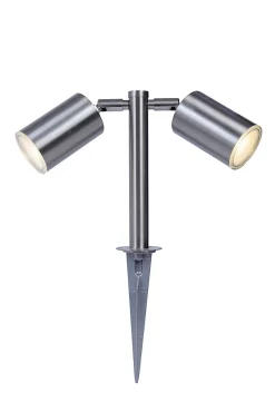 Balise à piquer double Candiac LED intégrée 760lm IP44 GoodHome chrome