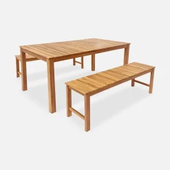 Banc 2 - 3 places en acacia du Vietnam. bois clair. intérieur / extérieur. 140cm