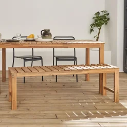 Banc 2 - 3 places en acacia du Vietnam. bois clair. intérieur / extérieur. 140cm