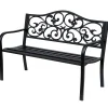 Banc 3 places de jardin terrasse style cosy chic 127L x 60l x 89H cm métal époxy anticorrosion noir