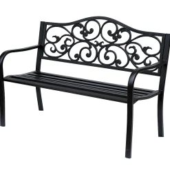 Banc 3 places de jardin terrasse style cosy chic 127L x 60l x 89H cm métal époxy anticorrosion noir