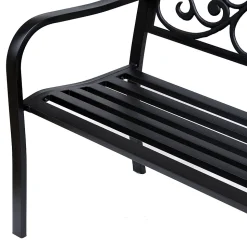Banc 3 places de jardin terrasse style cosy chic 127L x 60l x 89H cm métal époxy anticorrosion noir