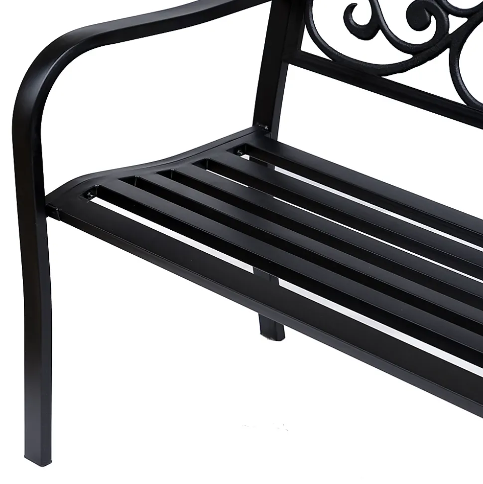 Banc 3 places de jardin terrasse style cosy chic 127L x 60l x 89H cm métal époxy anticorrosion noir