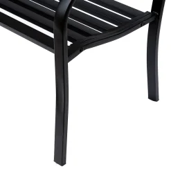 Banc 3 places de jardin terrasse style cosy chic 127L x 60l x 89H cm métal époxy anticorrosion noir