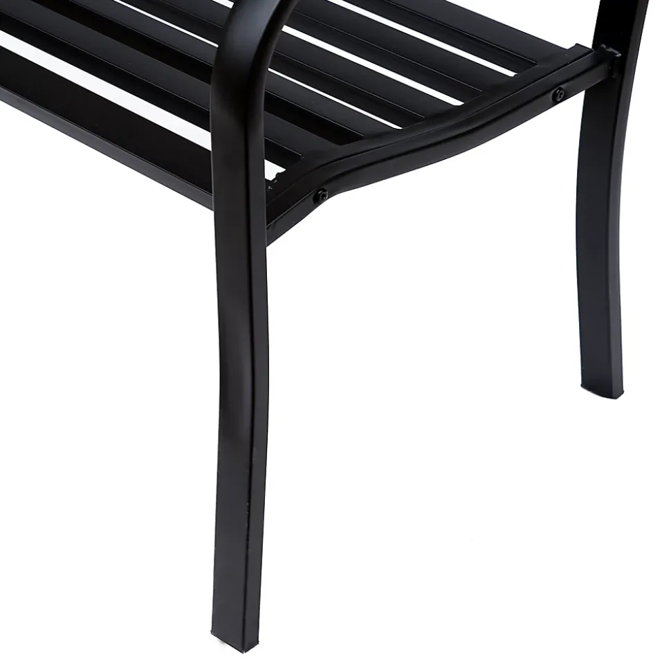 Banc 3 places de jardin terrasse style cosy chic 127L x 60l x 89H cm métal époxy anticorrosion noir