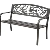Banc 3 places de jardin terrasse style rural chic 127L x 60l x 85H cm métal époxy anticorrosion brun
