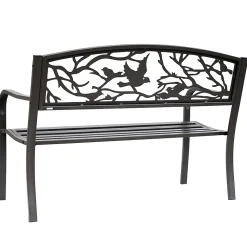Banc 3 places de jardin terrasse style rural chic 127L x 60l x 85H cm métal époxy anticorrosion brun