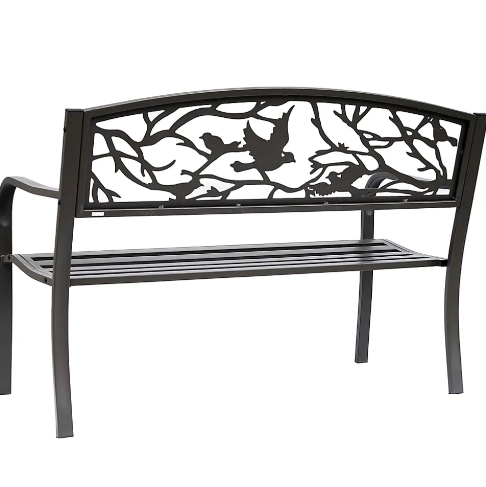 Banc 3 places de jardin terrasse style rural chic 127L x 60l x 85H cm métal époxy anticorrosion brun