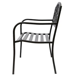 Banc 3 places de jardin terrasse style rural chic 127L x 60l x 85H cm métal époxy anticorrosion brun