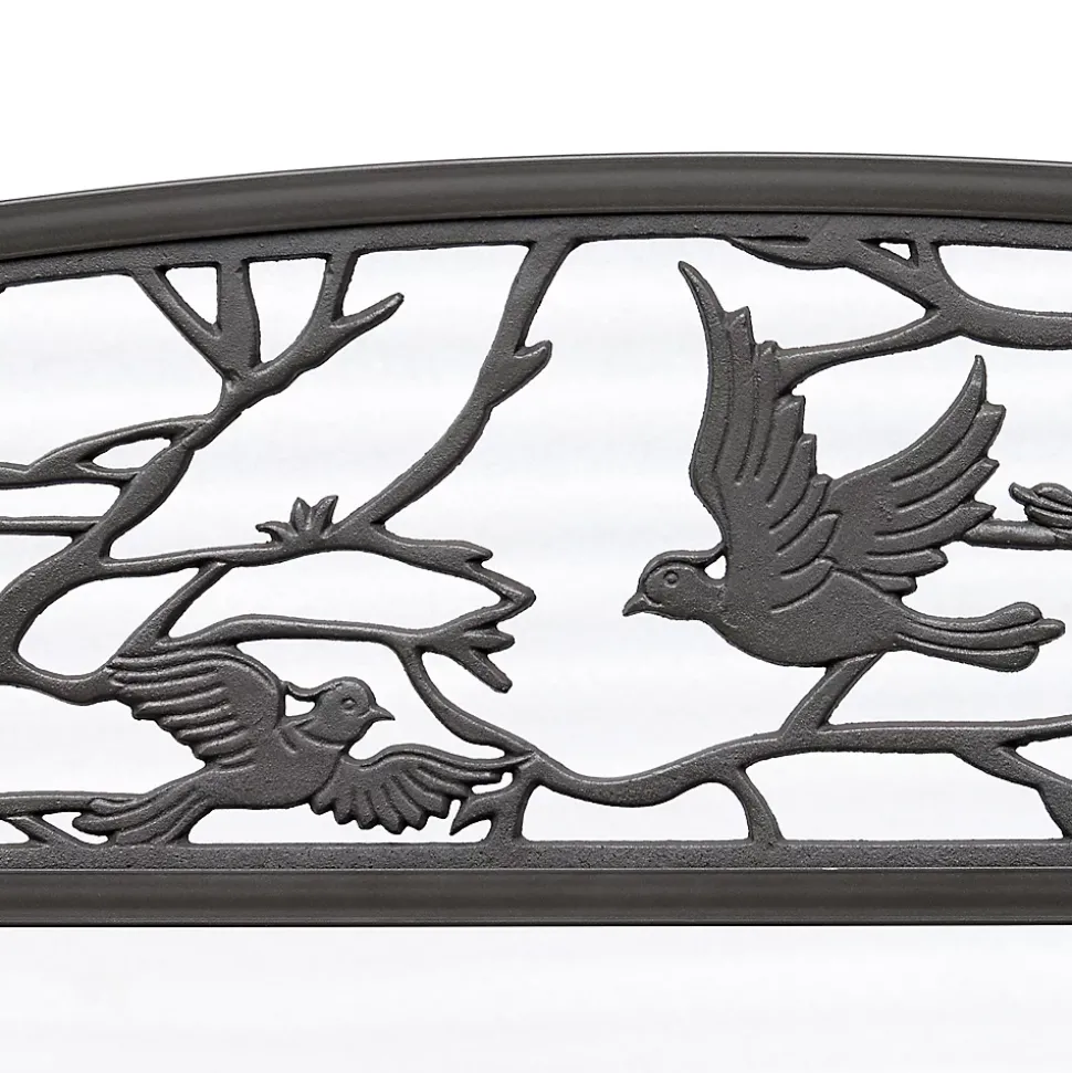Banc 3 places de jardin terrasse style rural chic 127L x 60l x 85H cm métal époxy anticorrosion brun