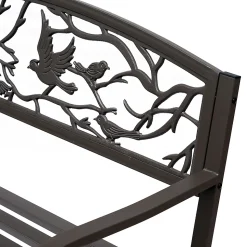 Banc 3 places de jardin terrasse style rural chic 127L x 60l x 85H cm métal époxy anticorrosion brun