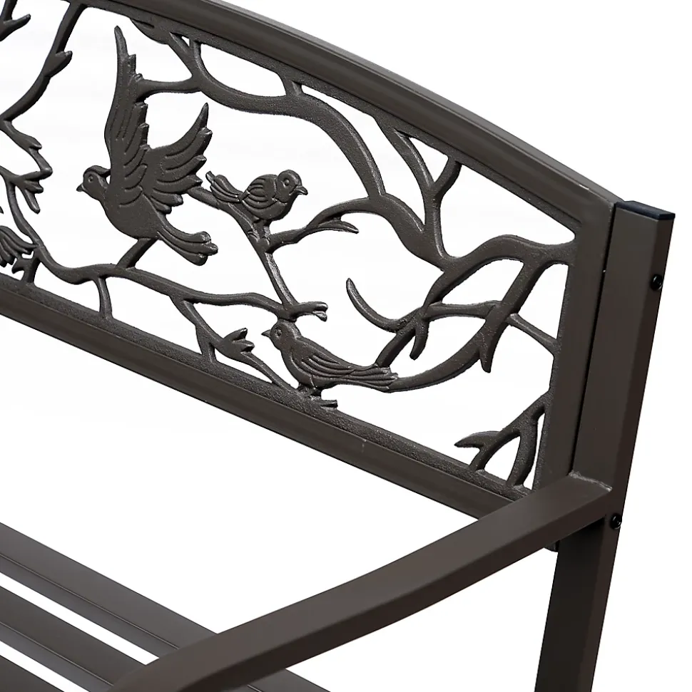 Banc 3 places de jardin terrasse style rural chic 127L x 60l x 85H cm métal époxy anticorrosion brun