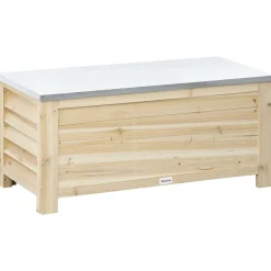Banc coffre de jardin 2 en 1 - dim. 110L x 50l x 50H cm - charge max. 120 Kg - bois sapin pré-huilé acier galvanisé