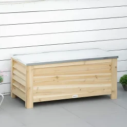 Banc coffre de jardin 2 en 1 - dim. 110L x 50l x 50H cm - charge max. 120 Kg - bois sapin pré-huilé acier galvanisé