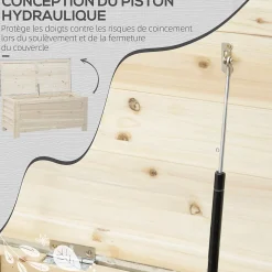 Banc coffre de jardin 2 en 1 - dim. 110L x 50l x 50H cm - charge max. 120 Kg - bois sapin pré-huilé acier galvanisé