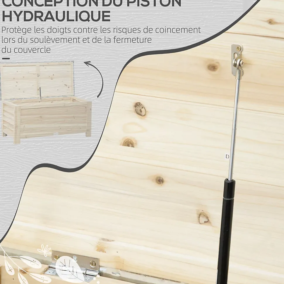 Banc coffre de jardin 2 en 1 - dim. 110L x 50l x 50H cm - charge max. 120 Kg - bois sapin pré-huilé acier galvanisé