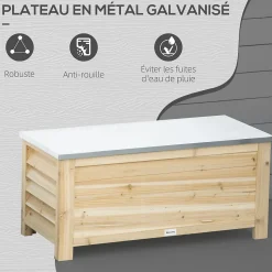 Banc coffre de jardin 2 en 1 - dim. 110L x 50l x 50H cm - charge max. 120 Kg - bois sapin pré-huilé acier galvanisé
