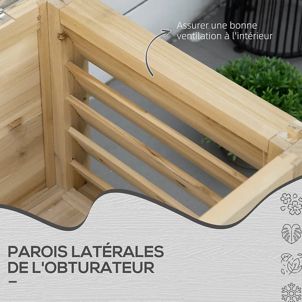 Banc coffre de jardin 2 en 1 - dim. 110L x 50l x 50H cm - charge max. 120 Kg - bois sapin pré-huilé acier galvanisé